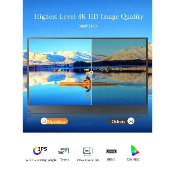 Moniteur Portable 4K Gamer 15,6 Pouces - UPERFECT - HDMI USB C - 1300:1 - 100% sRGB