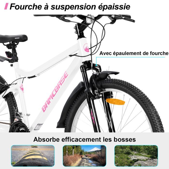 Hiland Women's 26-inch Mountain Bike, 18 Speeds, Carbon Steel Frame, Ideal for City and Leisure, V-Brakes - White