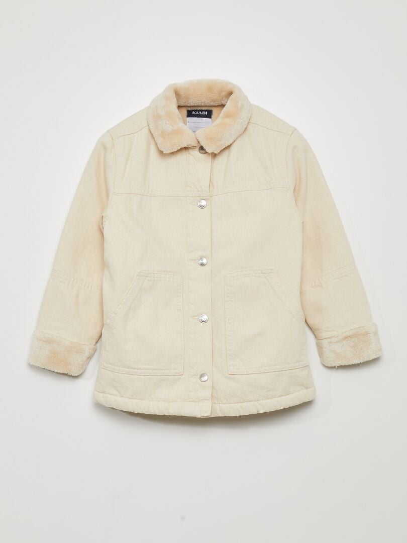 Canvasjas met sherpa-voering - BEIGE
