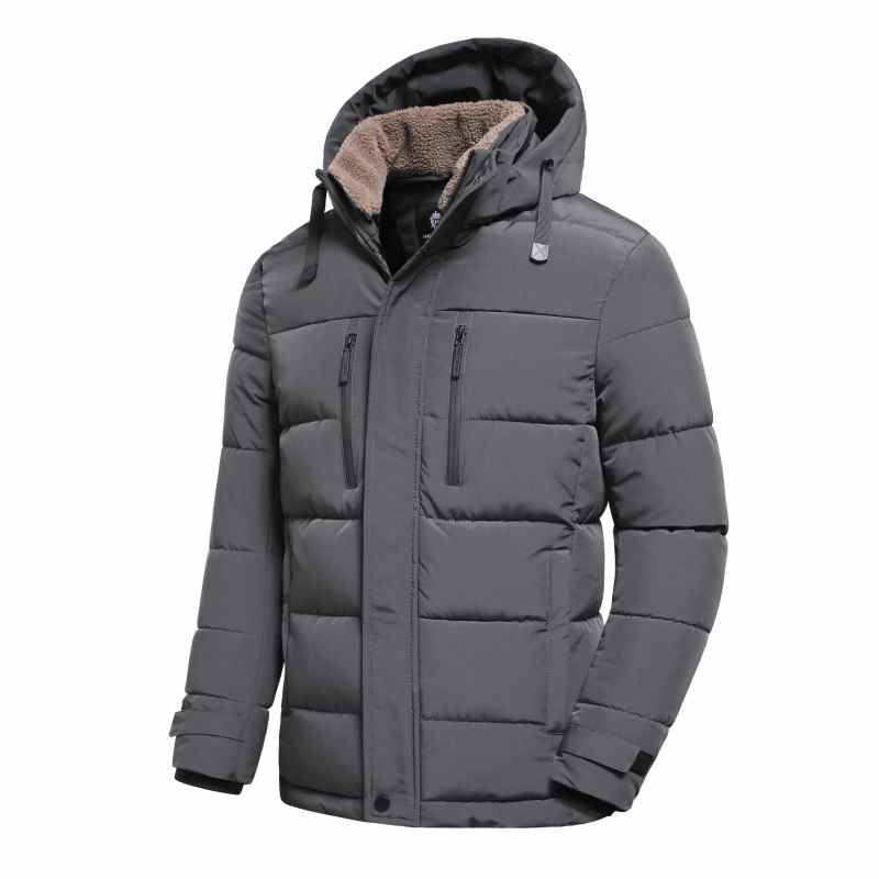 Heren winter nieuwe klassieke warme fleece parka jas met afneembare muts, parka jas, heren herfst bovenkleding outfits met zakken, parka jassen heren