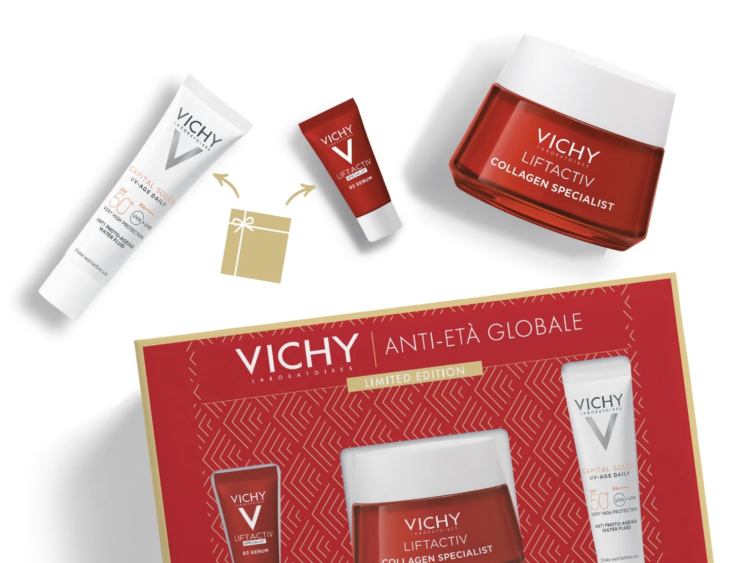 VICHY Vichy Liftactiv Specialist Set Serum tegen huidimperfecties 5 ml + Dagcrème 50 ml + Dagcrème UV-age SPF 50+ 15 ml