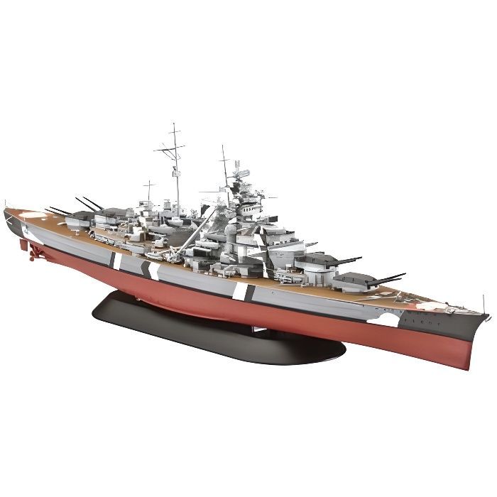 Kit di montaggio della nave da guerra Bismarck - Revell - 800 pezzi - Grigio