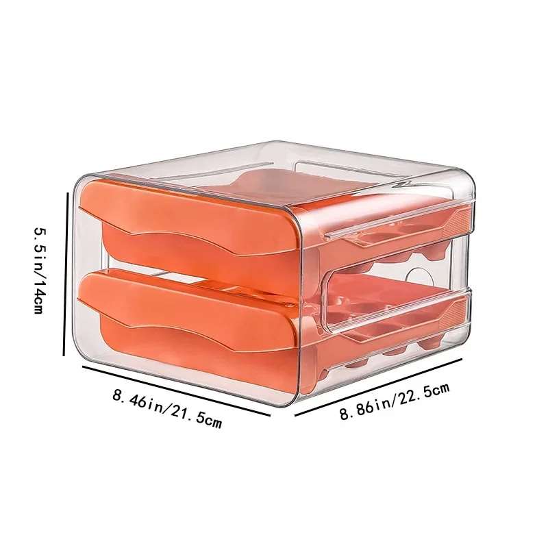 Boîte de rangement pour œufs à double compartiment, tiroir de réfrigérateur, organisateur d'œufs à roulettes, porte-conteneurs alimentaires, accessoires de cuisine