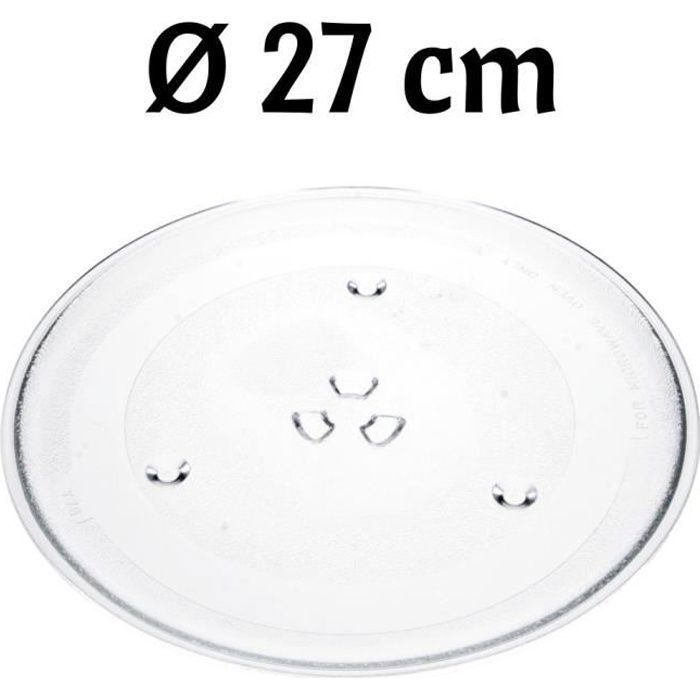 Plaque en verre universelle pour four micro-ondes 270mm - Blanc/Transparent