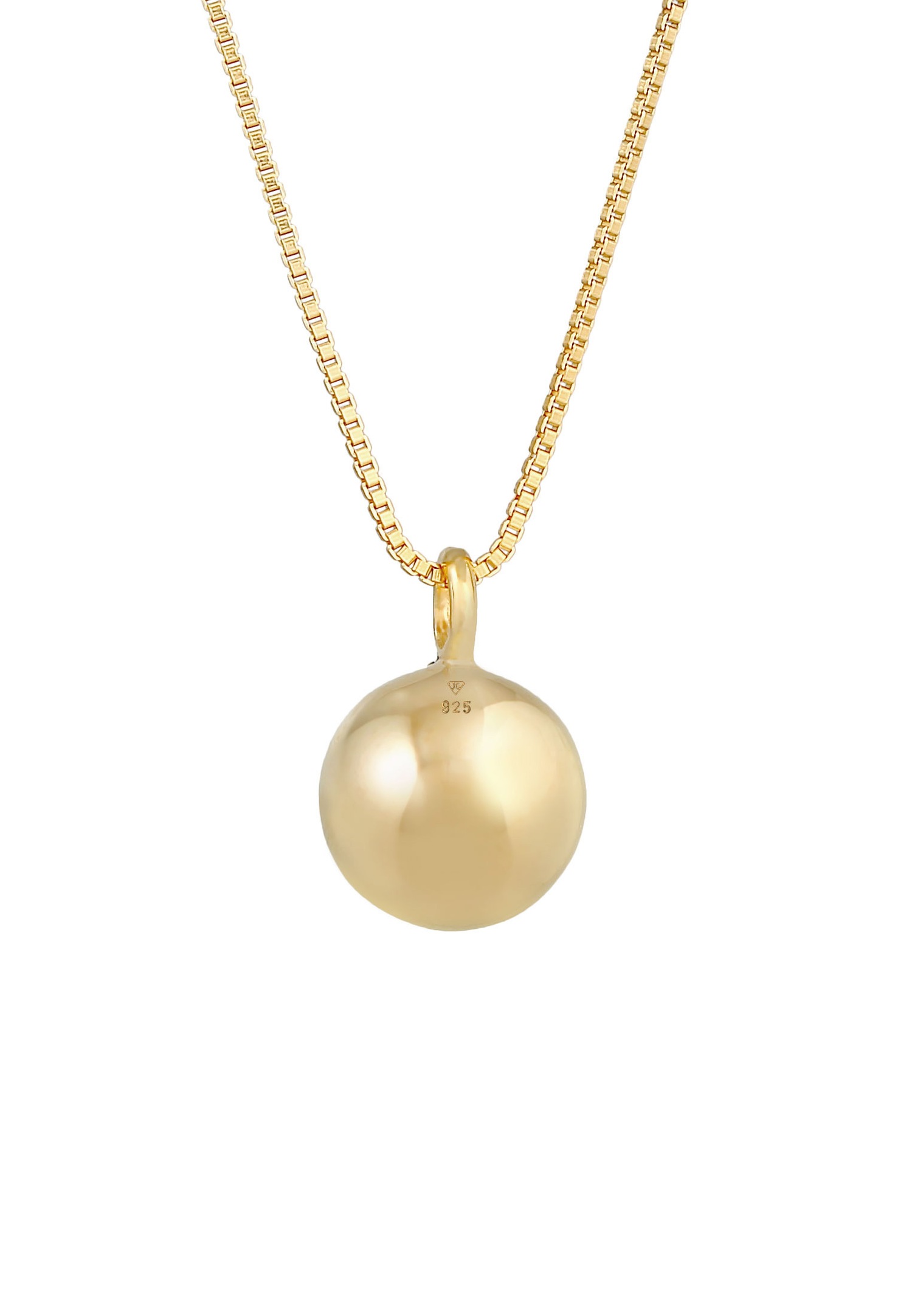 Elli PREMIUM Pendentif boule pour femme rond Basic Trend Blogger Minimal en argent sterling 925 plaqué or