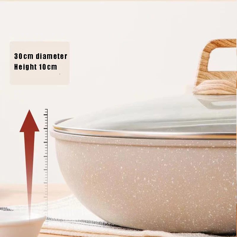 Wok antiadhésif, poêle à frire, casserole en céramique, poêle à steak, poêle à crêpes, compatible avec les plaques à induction et à gaz, ustensiles de cuisine universels, casserole