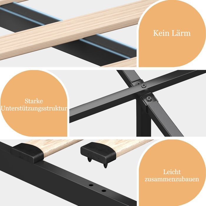 Cama LINKHOO, función LED envolvente de 360°, 90 x 200 cm, cabecero acolchado con función de carga USB tipo C (colchón no incluido).