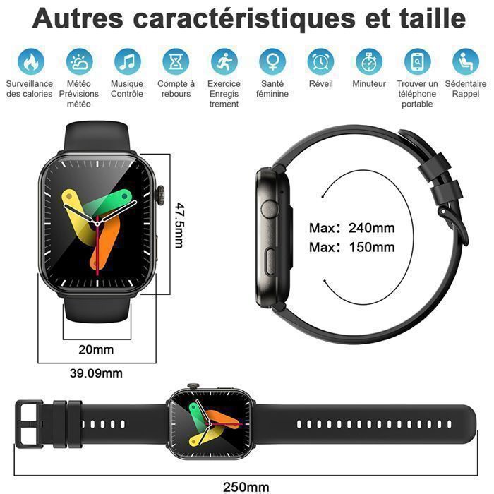 Men's Smartwatch with Bluetooth Calling, 1.96