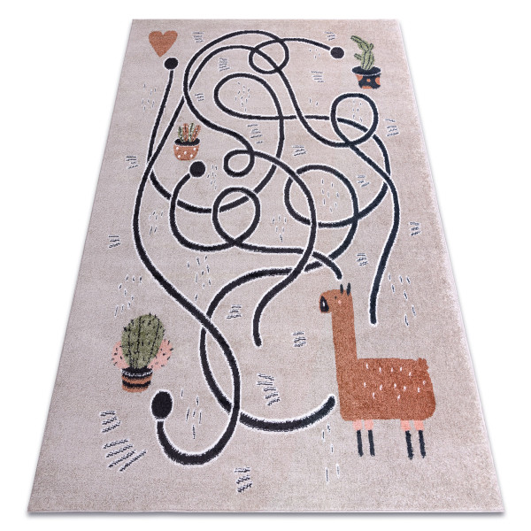 Dywan FUN Game dla dzieci, gra, lama beż 80x150 cm