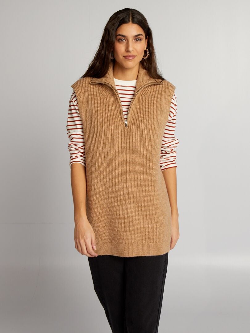 Jersey camionero sin mangas - BEIGE