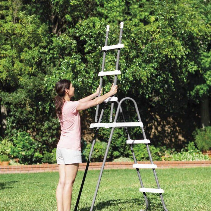 Kit de piscina tubular desmontable Intex Ultra XTR - 488 x 122 cm - Redonda (escalera, válvulas, filtro, cubierta, alfombrilla para el suelo) - 26326GS