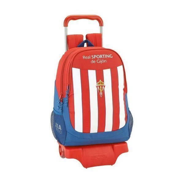 Real Sporting de Gijón White and Red Wheeled Schoolbag - Child - Real Sporting de Gijón