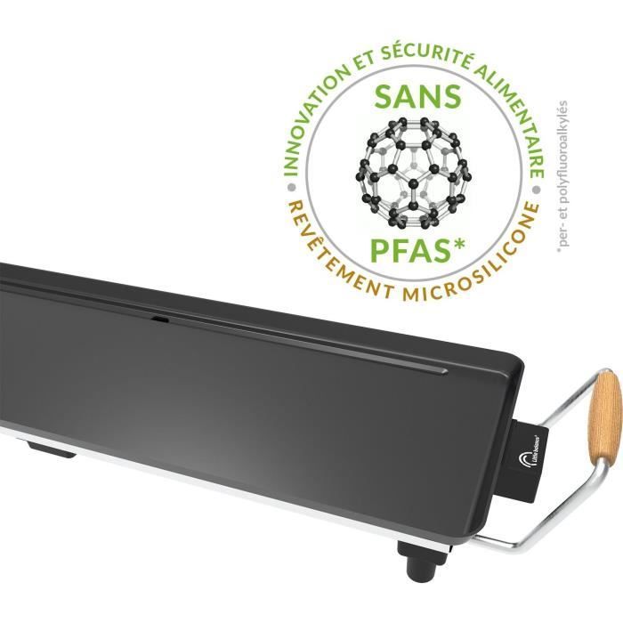 Piastra elettrica LITTLE BALANCE - Legno 70 - Superficie di cottura 70x23 cm - Rivestimento antiaderente senza PFAS - 1800 W