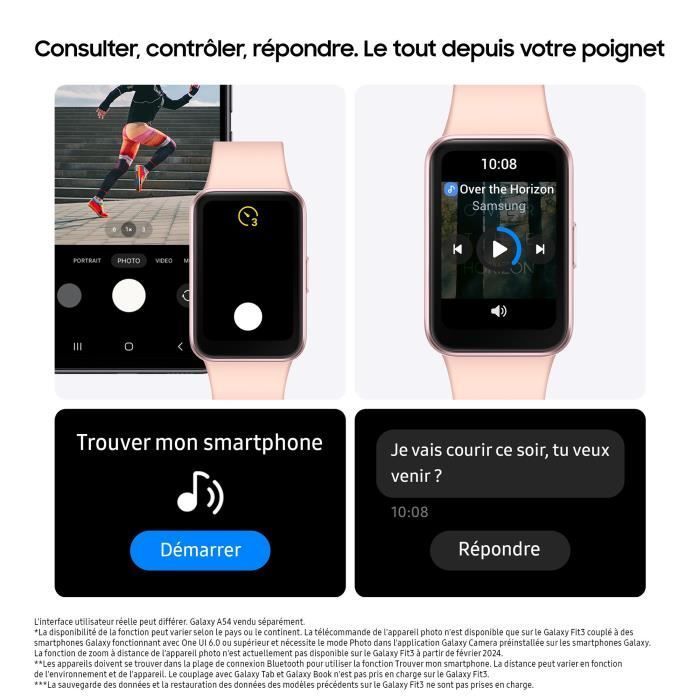 Pulseira Inteligente SAMSUNG Galaxy Fit 3 Rosa