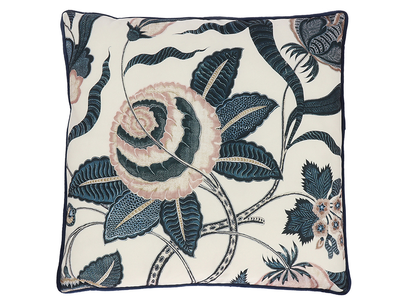 Poduszka dekoracyjna Floral 45x45 cm beżowo-niebieska