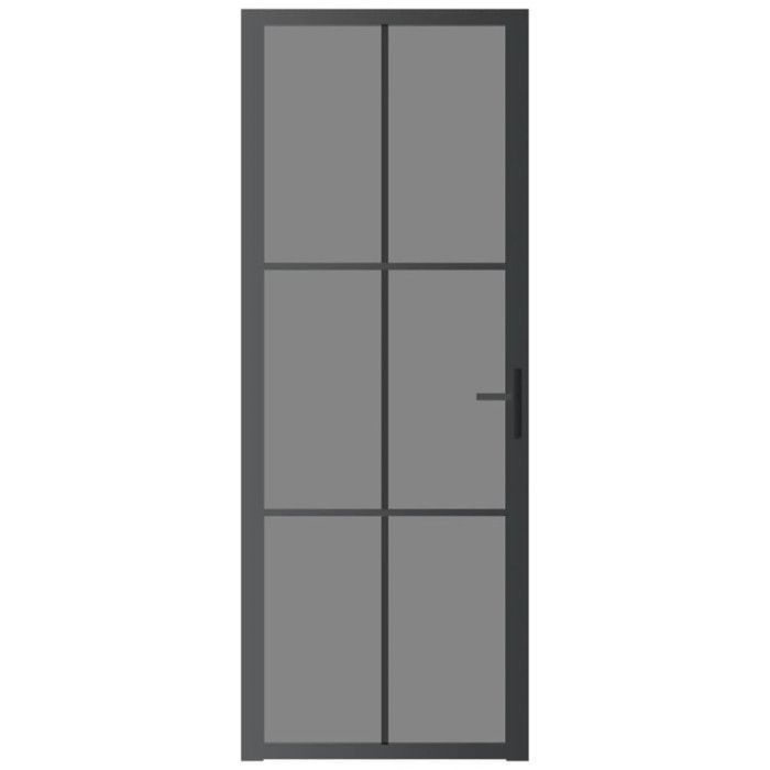 vidaXL Interior Door 76x201.5 cm Black ESG Glass and Aluminium 350564