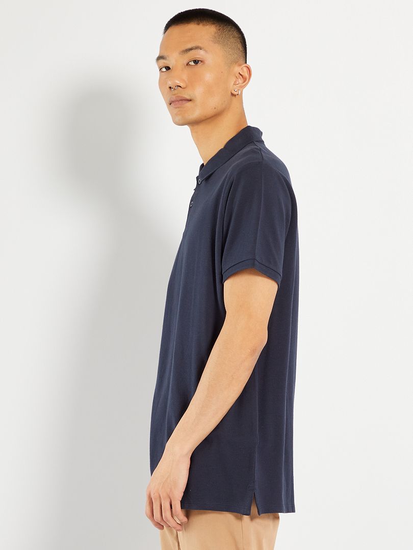 Polo piqué de algodão - azul marinho
