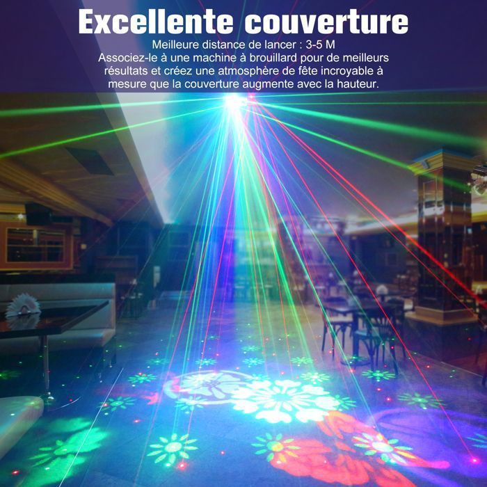 UKING 6 em 1 GOBO Effect Light, Laser LED Portátil - Luz de Palco de 80W