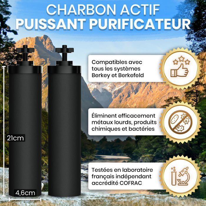 Cartuchos de filtro de agua por gravedad Orinko, con certificación NSF, compatibles con filtros Berkey y Berkefeld, paquete de 4