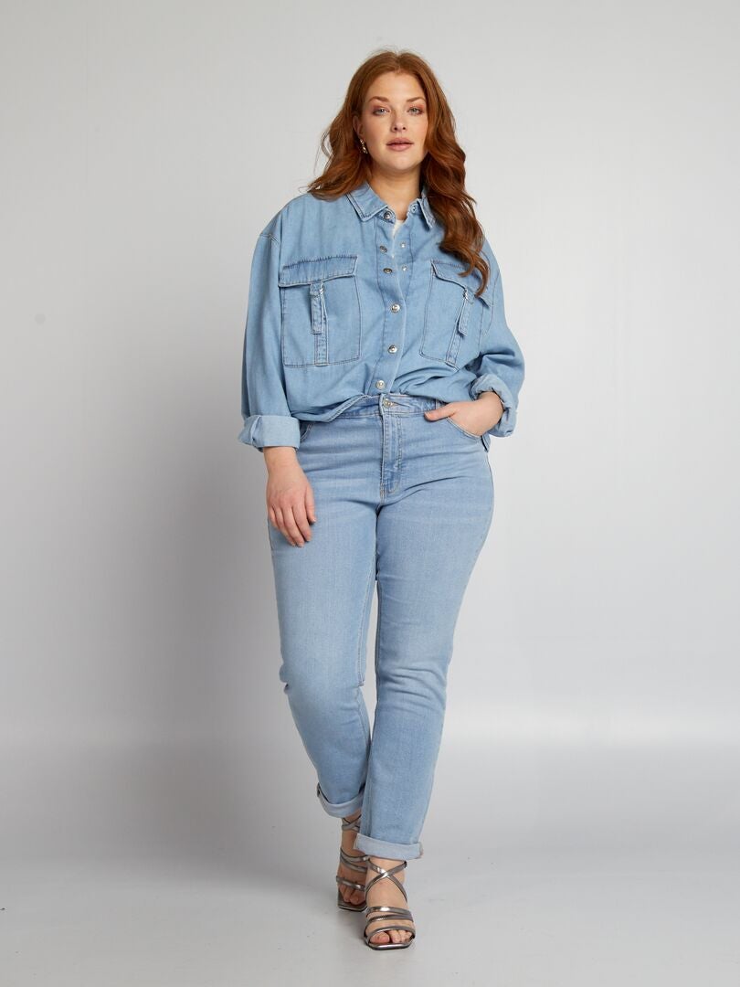 Pantalones vaqueros de corte regular con 5 bolsillos, talla L30 - AZUL