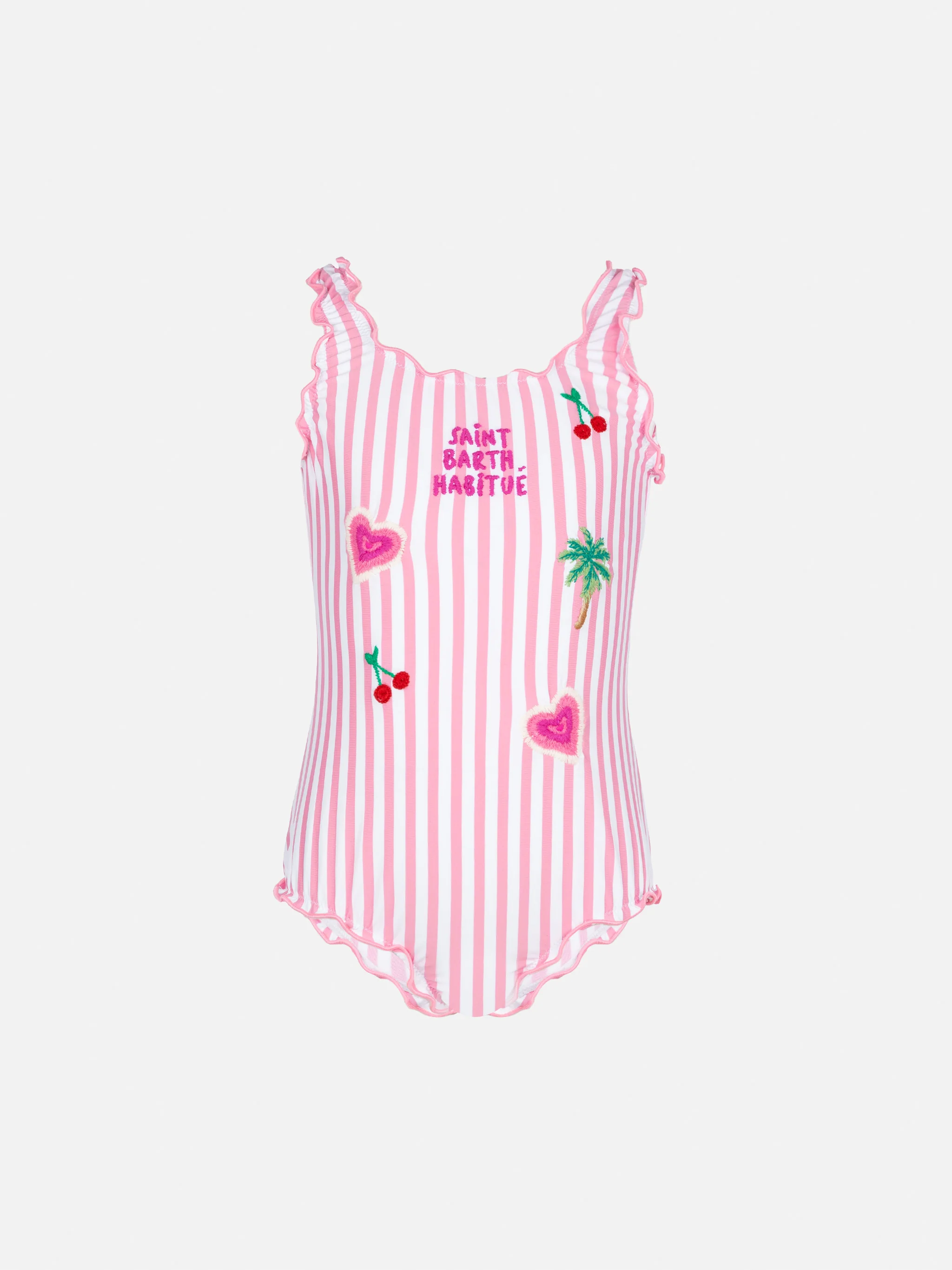 Costume intero Clio con stampa a righe rosa