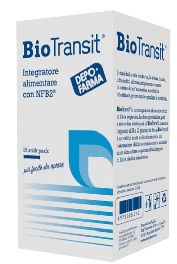 DEPOFARMA Biotransit, complément alimentaire, 15 sachets pour rétablir l'équilibre des fonctions intestinales