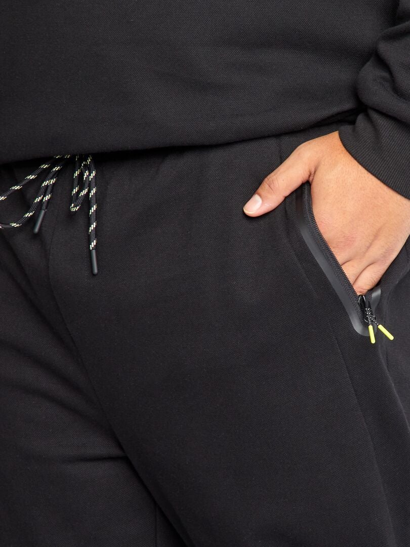 Piqué gebreide joggingbroek - zwart