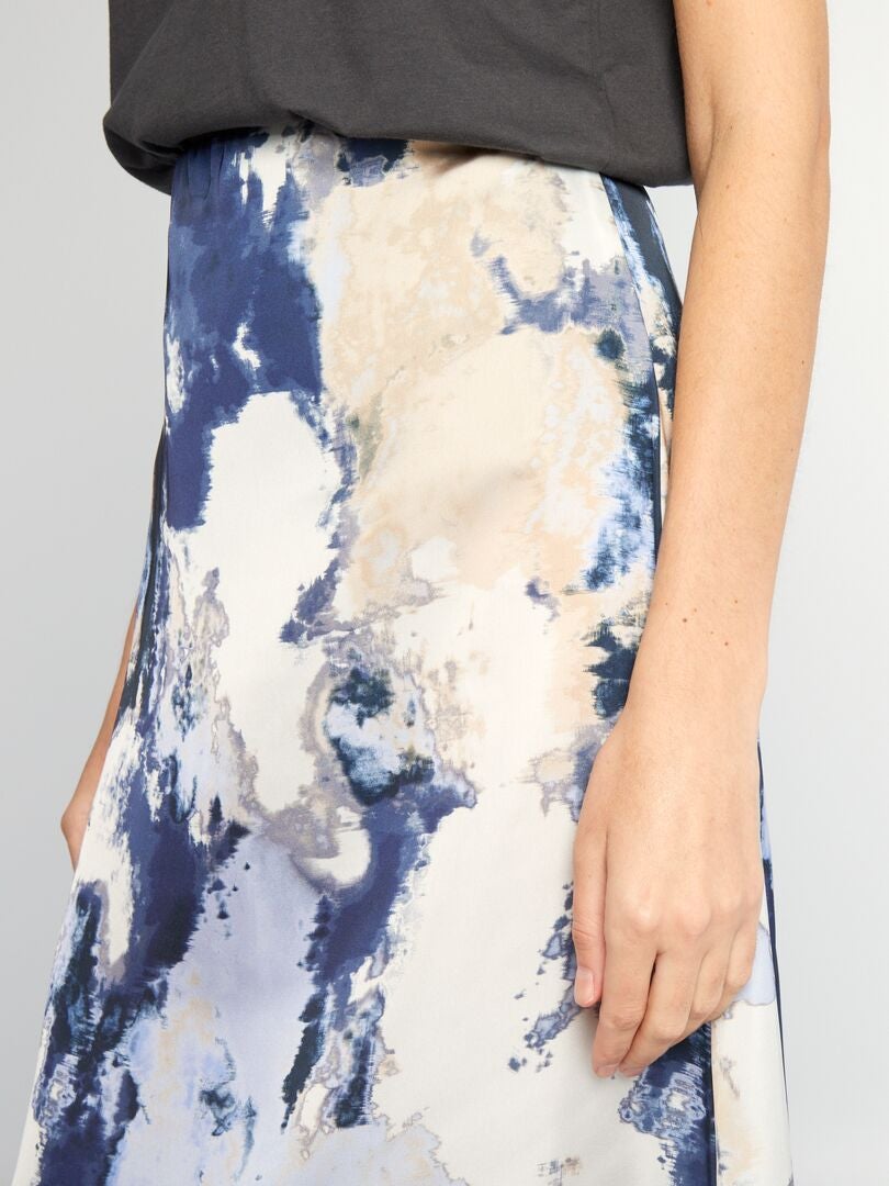 Falda midi tie-dye - AZUL