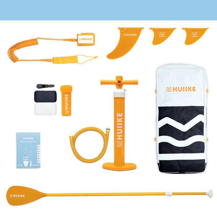 Paddle Gonflable Adulte Noir avec des Accessoires de Qualité - HUIIKE | Stand Up Paddle avec Pagaie en Aluminium, Pompe, Leash