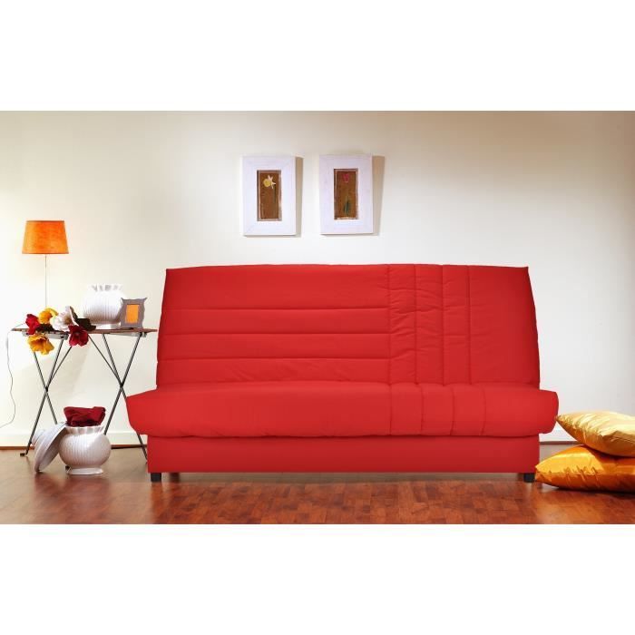 COMFORT BULTEX 3-zits klik-klak slaapbank - Rode stof B 192 x D 95 cm - BEIJA