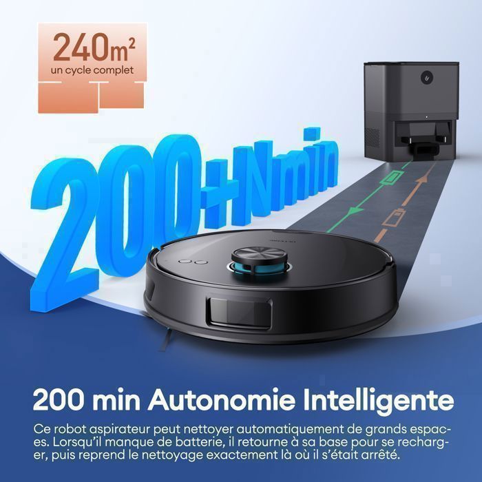 Robot aspirapolvere e lavapavimenti Ultenic TP20 Pro – Potenza di aspirazione 12.000 Pa – Base di ricarica con svuotamento automatico da 4 litri – Autonomia di 200 minuti – Navigazione LDS – Compatibile con Alexa