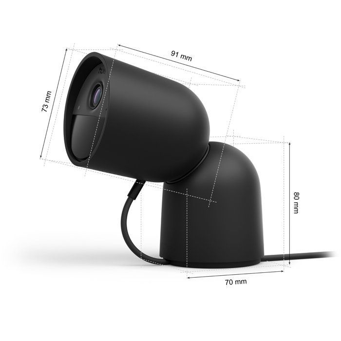 Caméra connectée - Philips Hue - Extérieur - Filaire - Vision nocture - 2K - Noir
