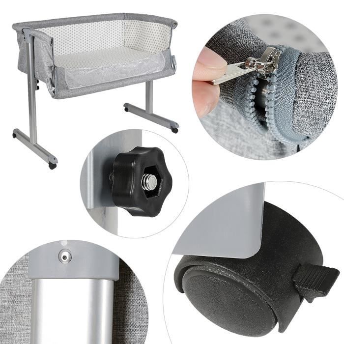 Berceau Co-dodo Gris - YOULUOLI - Portable, avec rouleau, lit de jeu - 0-36 mois - 9,67 kg