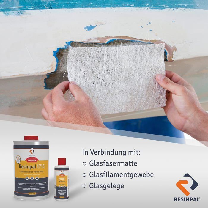 Complete GRP kit: 1 kg of Resinpal polyester resin