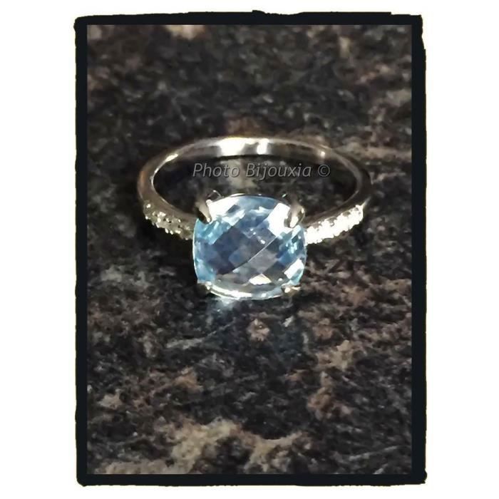 Anello solitario con pietra di topazio blu - BIJOUXIA - Argento sterling 925
