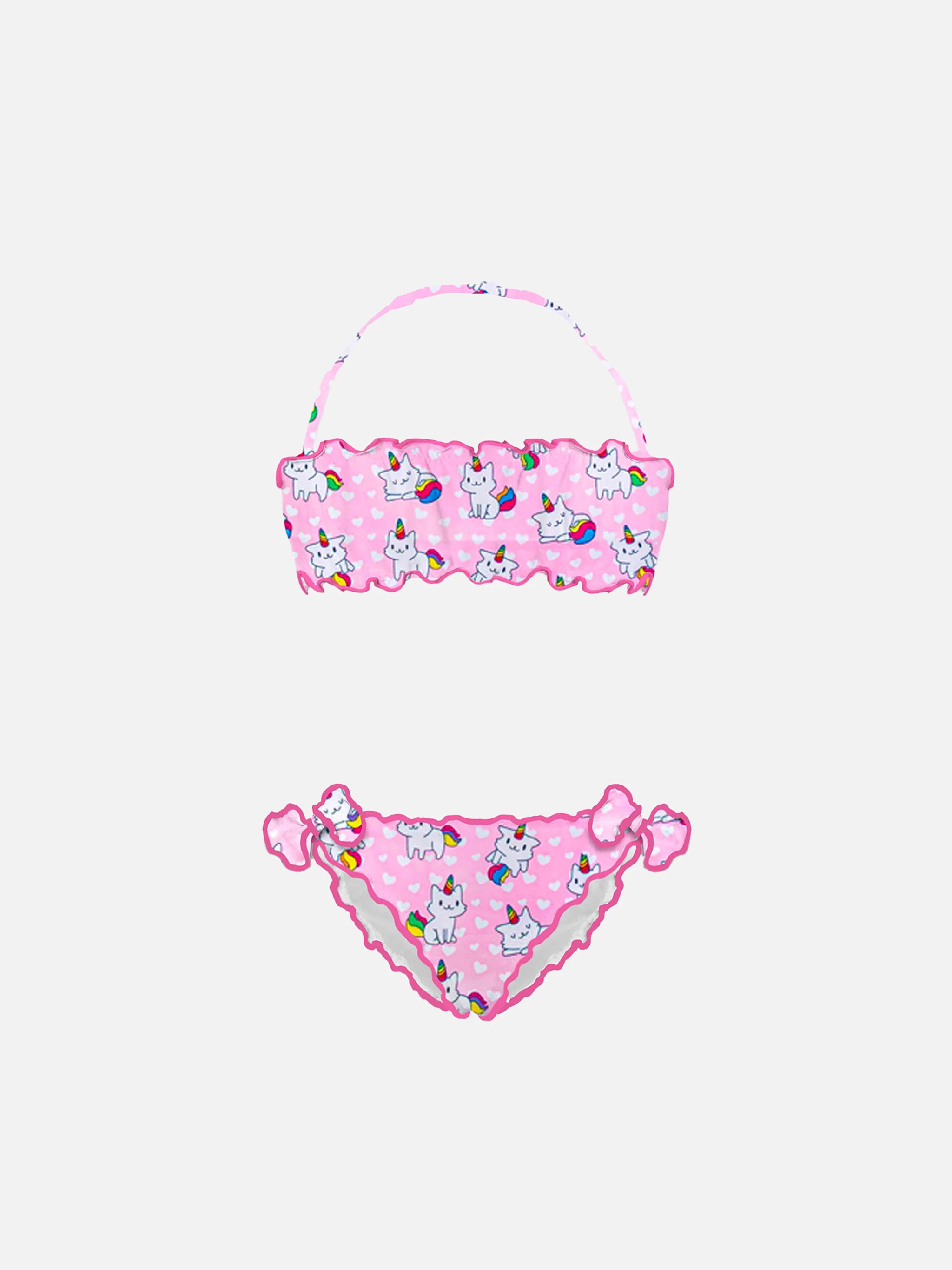 Bandeaubikini voor meisjes met kattenprint