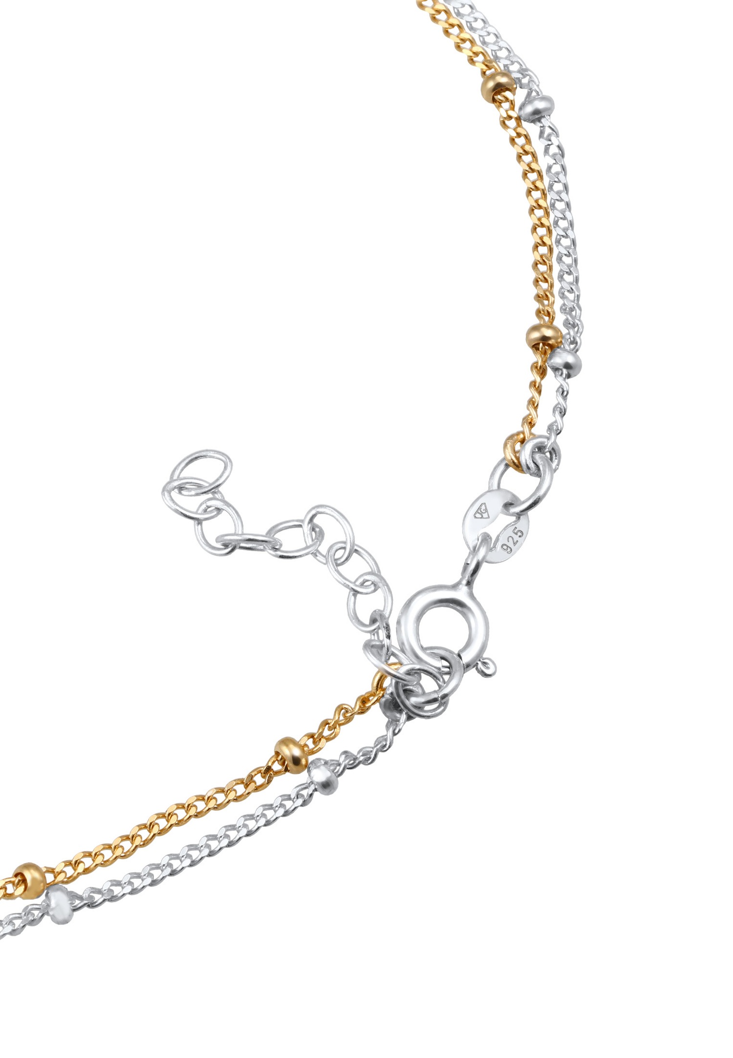 Elli Chaîne boule pour femme bicolore Summer Beach Basic Minimal en argent sterling 925 plaqué or