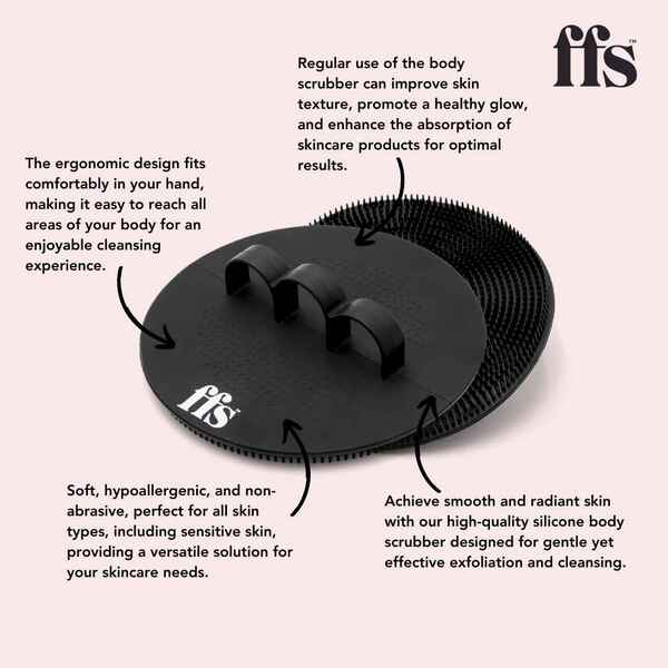 FFS Beauty siliconen bodyscrubber - zwart