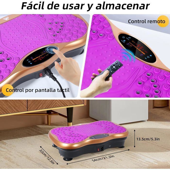 Plateforme Vibrante Pour Le Fitness - EVOLAND- 99 Niveaux D'intensité -Télécommande - 5 Fichiers - Bluetooth-2 Bandes De Résistance