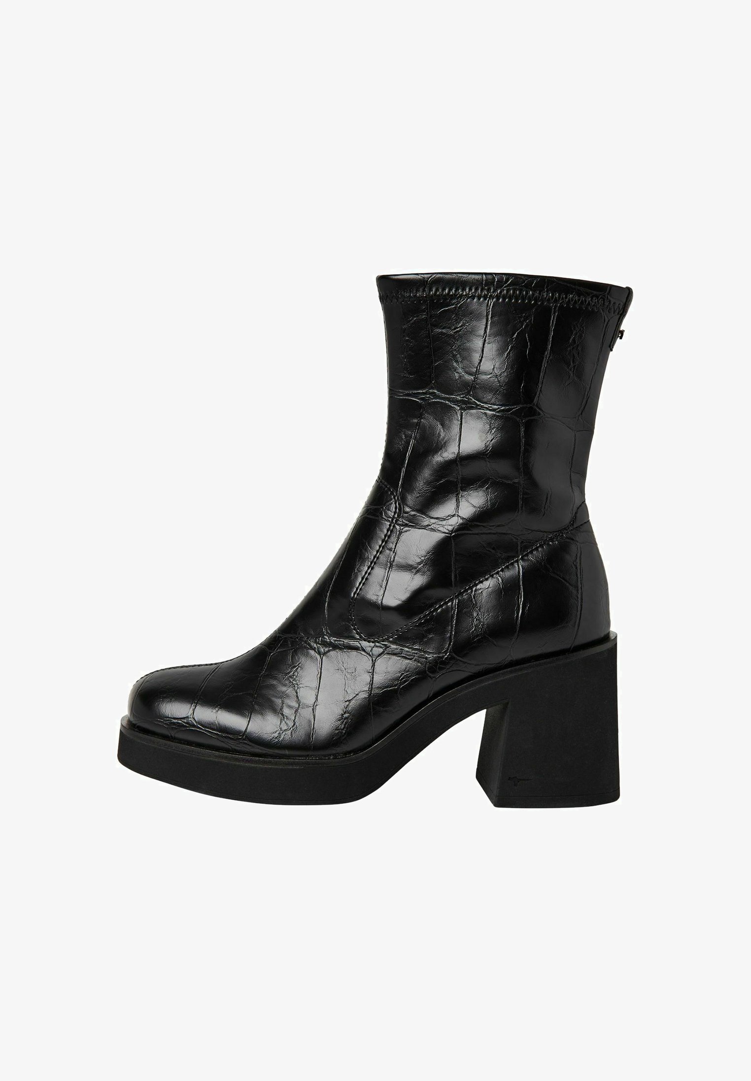 Tamaris Gležnarji z visoko peto - črni krokodilji