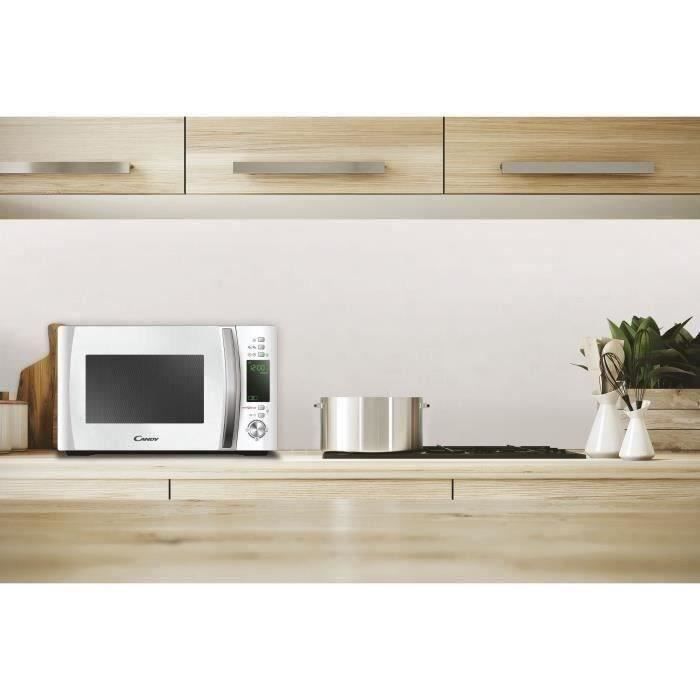 Micro-ondes CANDY Timeless CMXW20DW 700W 20L Digital Blanc - Fonction Décongélation - 5 Niveaux de Puissance - 10 Menus Auto