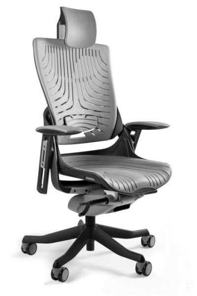 Ergonomiczny fotel obrotowy Wau 2 elastomer czarny/szary