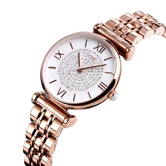 Reloj de lujo para mujer SHARPHY con diamantes, movimiento de cuarzo y brazalete impermeable.