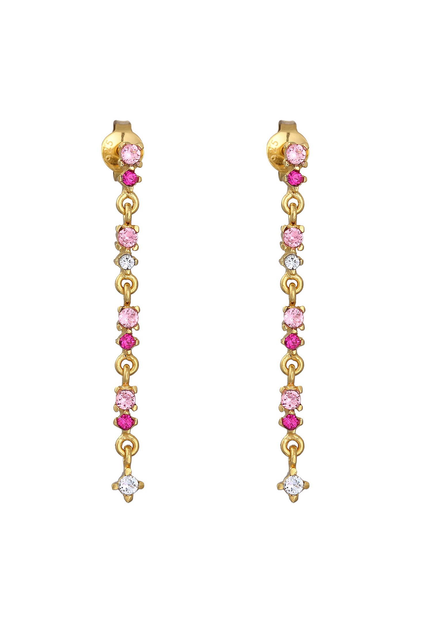Elli Femmes pendentif d'oreilles étincelant avec cristaux rose en argent sterling 925
