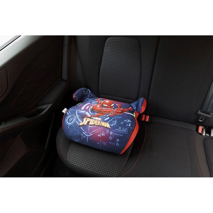 Tataway Marvel Spiderman i-Size ECE R129 autostoelverhoger, voor kinderen van 125-150 cm, superheldenafbeeldingen op een blauwe achtergrond