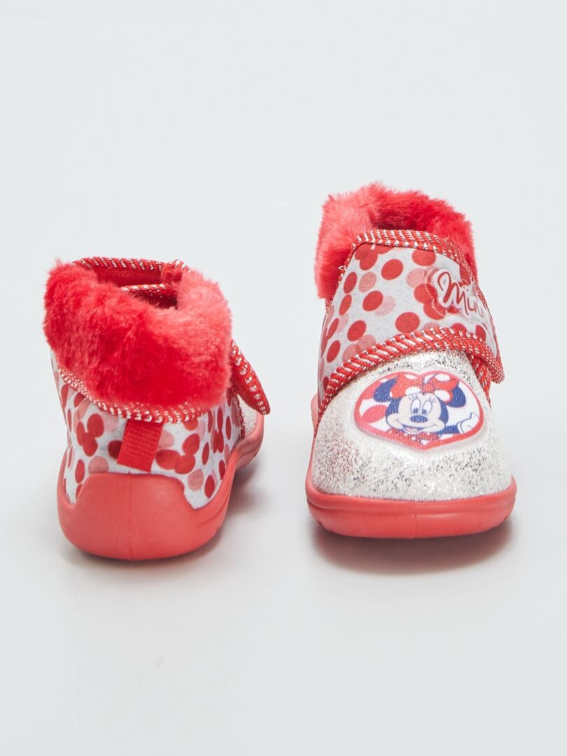 Chinelo de cano alto da Minnie Mouse com fecho de velcro - VERMELHO