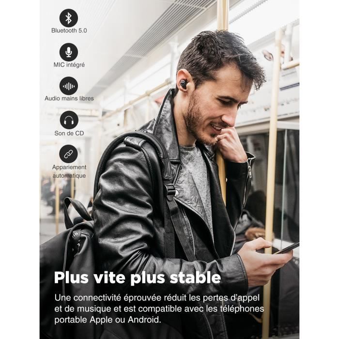 COWIN KY02 Écouteurs sans Fil True Wireless Earbuds Casque Bluetooth avec Microphone Extra Bass 36H pour l’entraînement