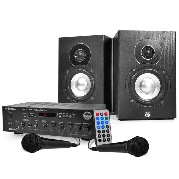 Kit KARAOKE - Amplificatore 2x75W + 2 altoparlanti HiFi da 5