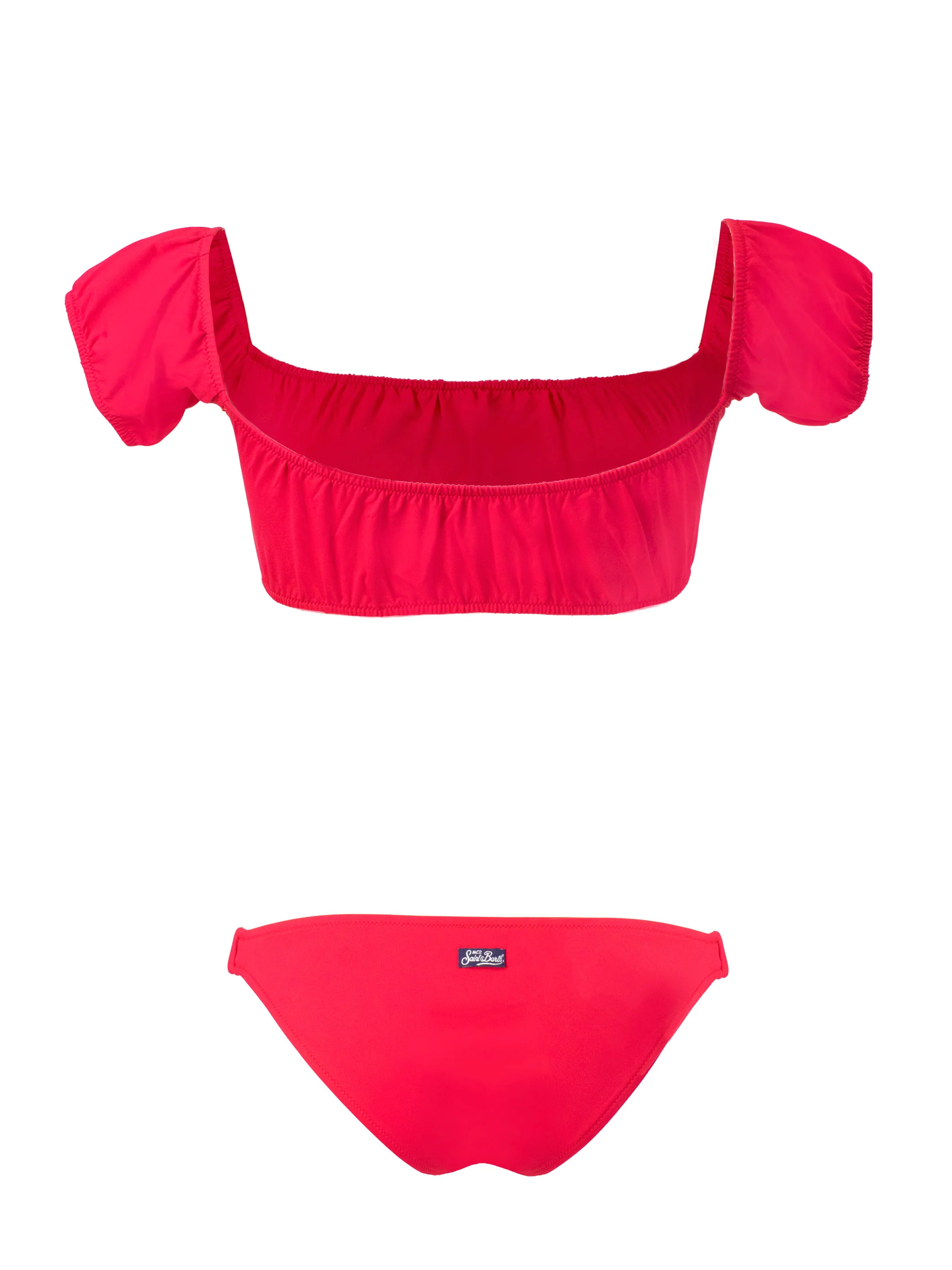 Bikini met rode rug en schouders
