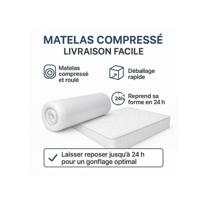 Matelas 180x200 cm Ressorts Ensachés Épaisseur 28 cm Surmatelas Mousse HR Confort MiFerme Garantie 4 Ans - 180x200hotel